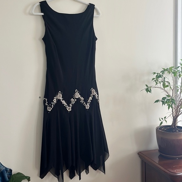 S.L. Fashions Vintage Beaded Embroidered Dress sz 12P cowl whimsigoth fairy 90s - Picture 1 of 4